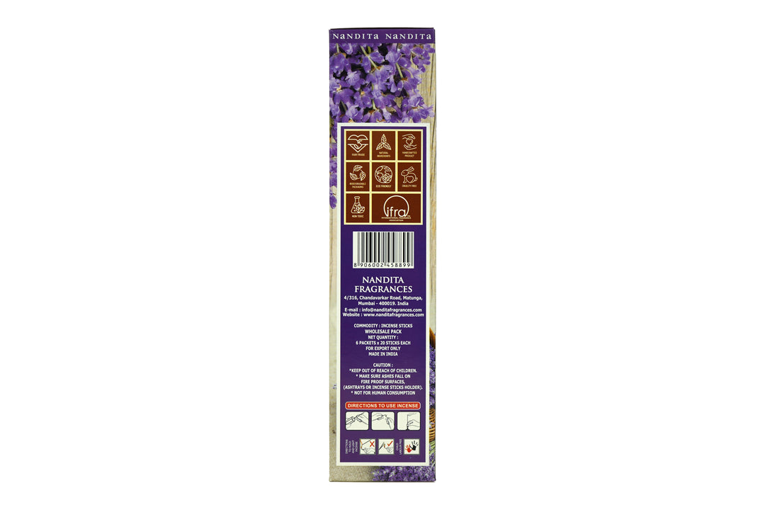 Nandita Lavender Incense Sticks | 120 Sticks | Free Ash Catcher