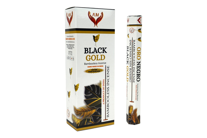 AUM Black Gold Bambooless Hand Made Incense | Free Incense Holder | 90 Sticks - Incense Gallery