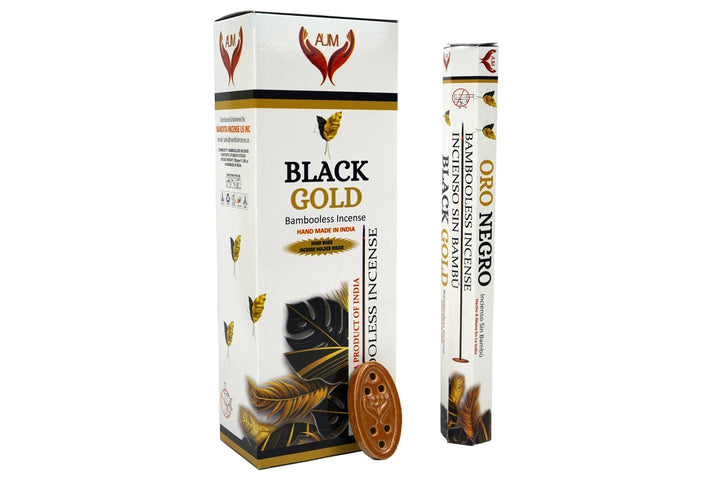 AUM Black Gold Bambooless Hand Made Incense | Free Incense Holder | 90 Sticks - Incense Gallery