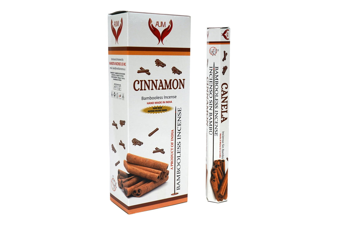 AUM Cinnamon Bambooless Hand Made Incense | Free Incense Holder | 90 Sticks - Incense Gallery