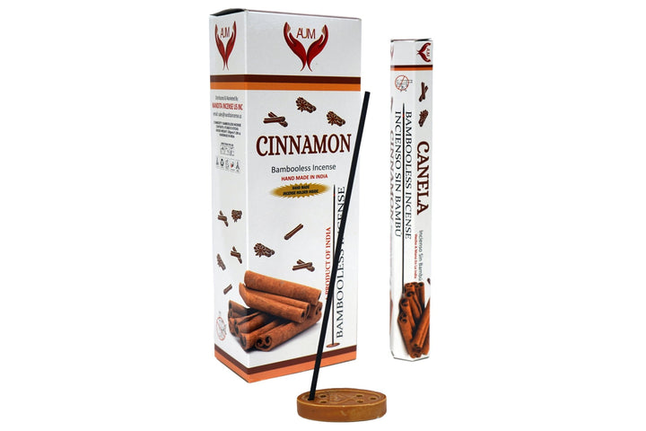 AUM Cinnamon Bambooless Hand Made Incense | Free Incense Holder | 90 Sticks - Incense Gallery