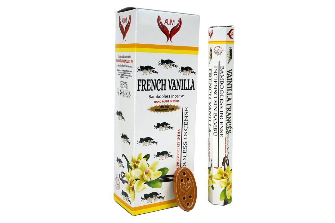 AUM French Vanilla Bambooless Hand Made Incense | Free Incense Holder | 90 Sticks - Incense Gallery