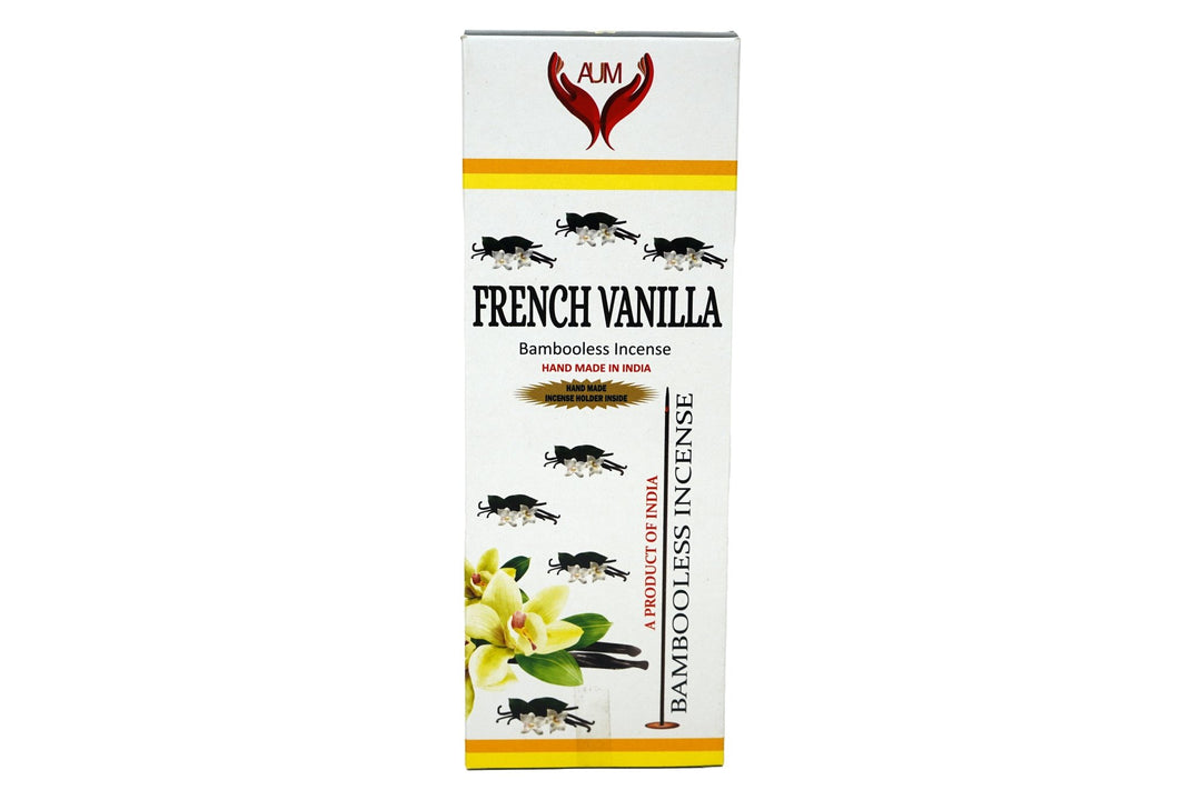 AUM French Vanilla Bambooless Hand Made Incense | Free Incense Holder | 90 Sticks - Incense Gallery