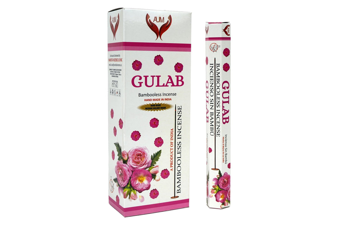 AUM Gulab Bambooless Hand Made Incense | Free Incense Holder | 90 Sticks - Incense Gallery