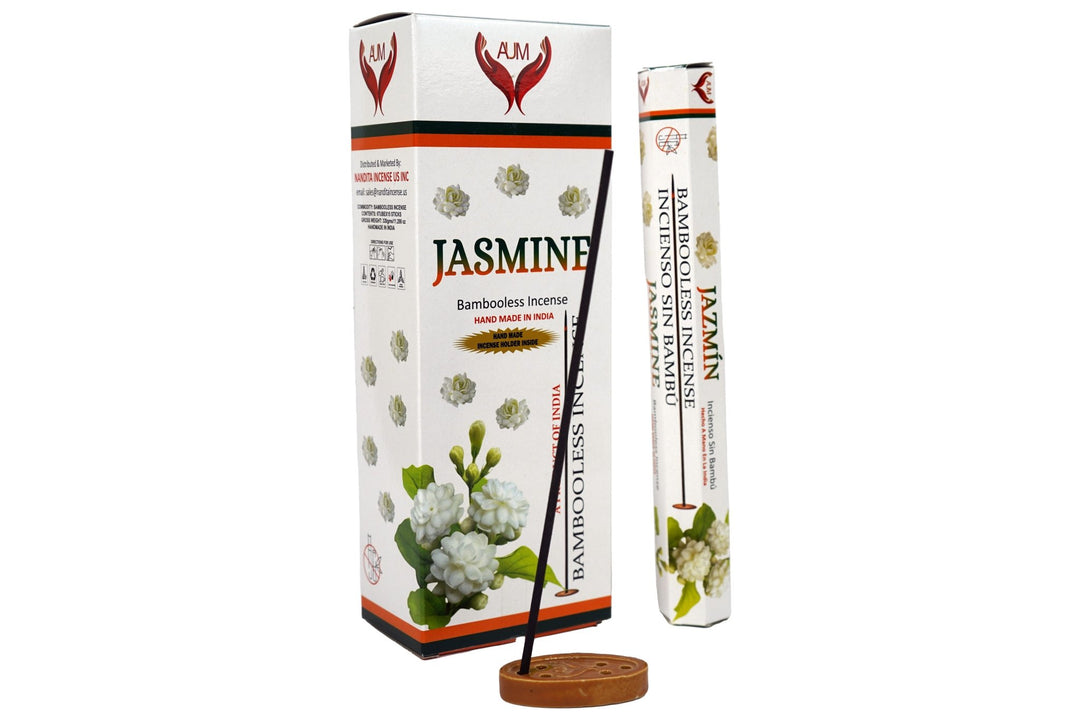 AUM Jasmine Bambooless Hand Made Incense | Free Incense Holder | 90 Sticks - Incense Gallery