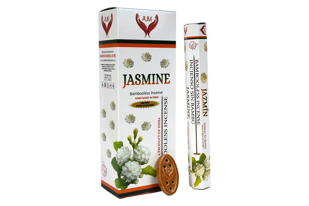 AUM Jasmine Bambooless Hand Made Incense | Free Incense Holder | 90 Sticks - Incense Gallery