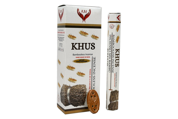 AUM Khus Bambooless Hand Made Incense | Free Incense Holder | 90 Sticks - Incense Gallery