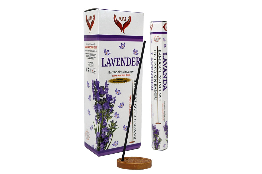 AUM Lavender Bambooless Hand Made Incense | Free Incense Holder | 90 Sticks - Incense Gallery