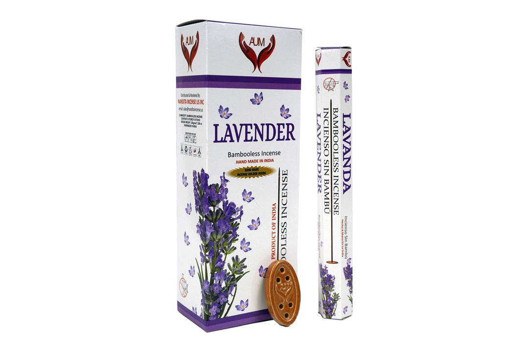 AUM Lavender Bambooless Hand Made Incense | Free Incense Holder | 90 Sticks - Incense Gallery