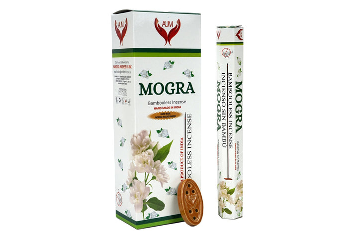 AUM Mogra Bambooless Hand Made Incense | Free Incense Holder | 90 Sticks - Incense Gallery