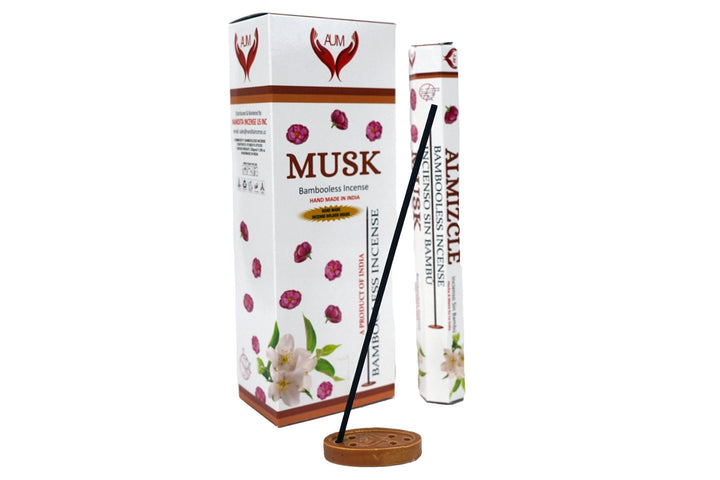 AUM Musk Bambooless Hand Made Incense | Free Incense Holder | 90 Sticks - Incense Gallery