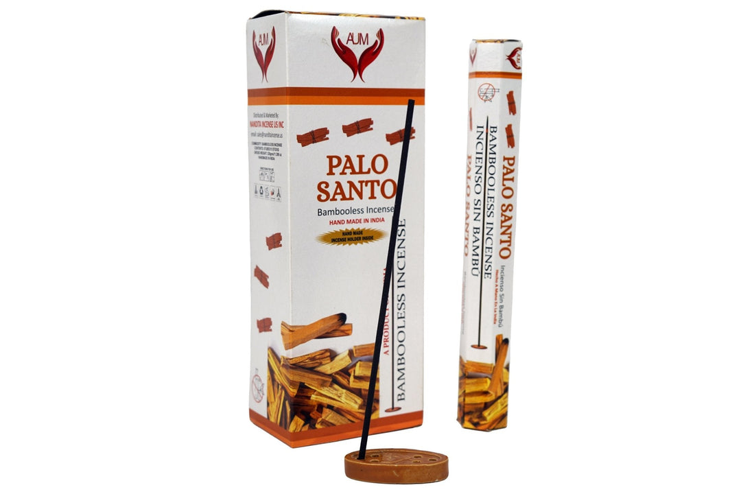 AUM Palo Santo Bambooless Hand Made Incense | Free Incense Holder | 90 Sticks - Incense Gallery