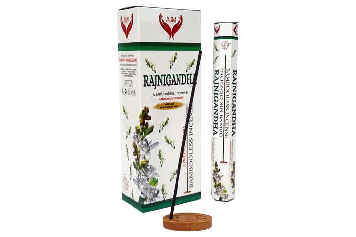 AUM Rajnigandha Bambooless Hand Made Incense | Free Incense Holder | 90 Sticks - Incense Gallery