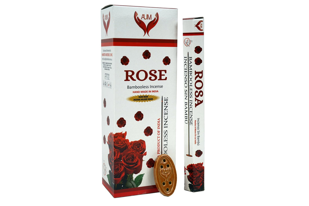 AUM Rose Bambooless Handmade Incense Sticks | Free Incense Holder | 90 Sticks - Incense Gallery