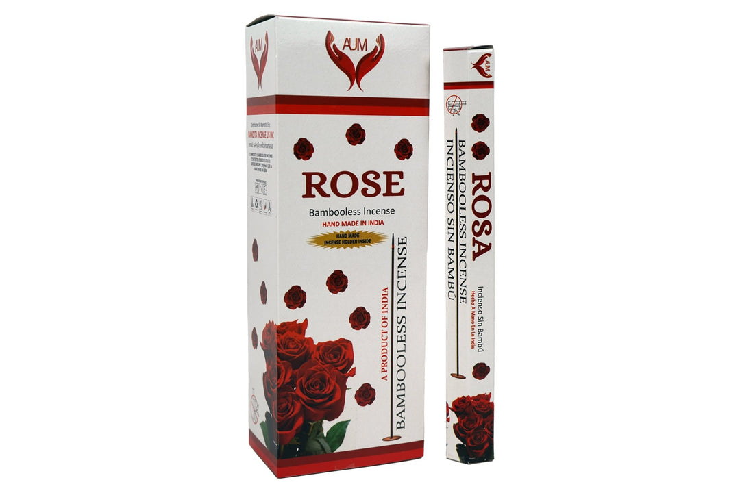 AUM Rose Bambooless Handmade Incense Sticks | Free Incense Holder | 90 Sticks - Incense Gallery