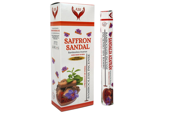 AUM Saffron Sandal Bambooless Hand Made Incense | Free Incense Holder | 90 Sticks - Incense Gallery