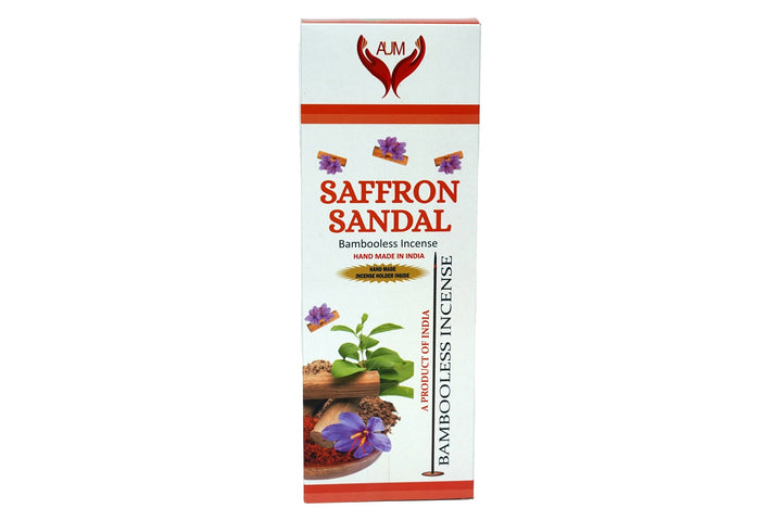 AUM Saffron Sandal Bambooless Hand Made Incense | Free Incense Holder | 90 Sticks - Incense Gallery