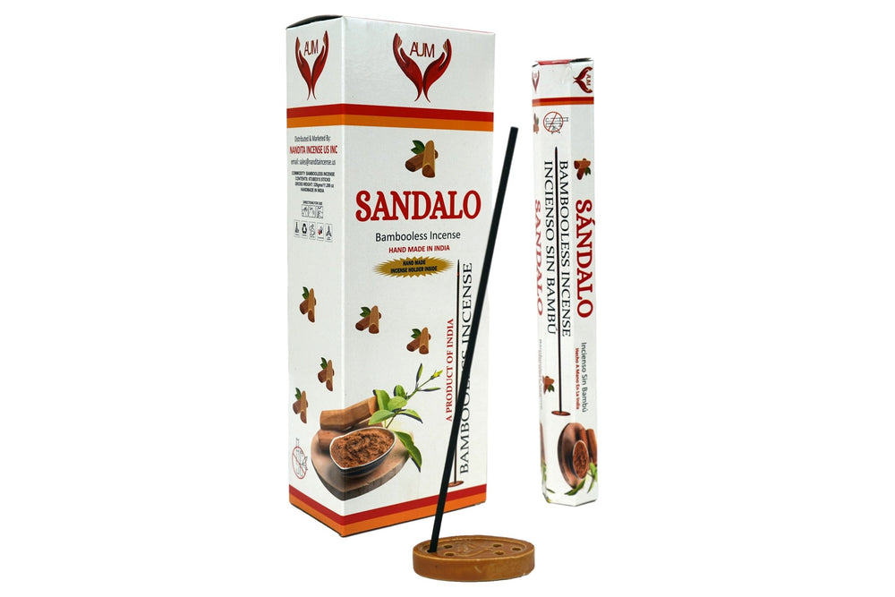 AUM Sandalo Bambooless Handmade Incense Sticks | Free Incense Holder | 90 Sticks - Incense Gallery