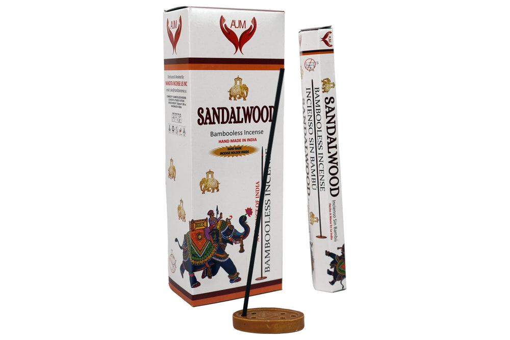 AUM Sandalwood Bambooless Hand Made Incense | Free Incense Holder | 90 Sticks - Incense Gallery