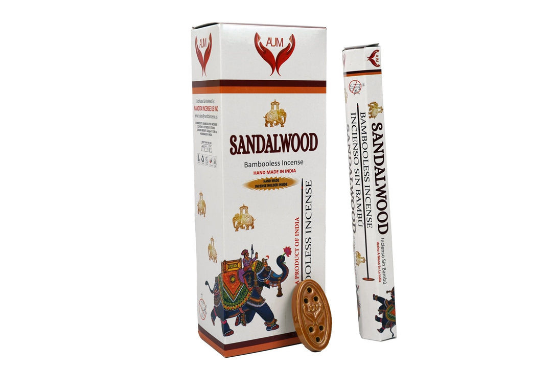 AUM Sandalwood Bambooless Hand Made Incense | Free Incense Holder | 90 Sticks - Incense Gallery