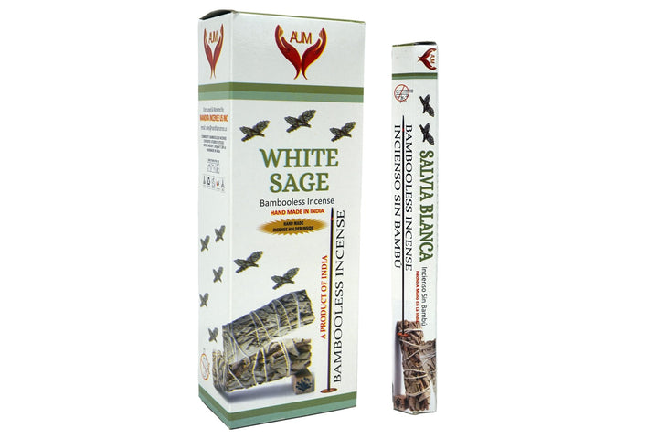 AUM White Sage Bambooless Hand Made Incense | Free Incense Holder | 90 Sticks - Incense Gallery