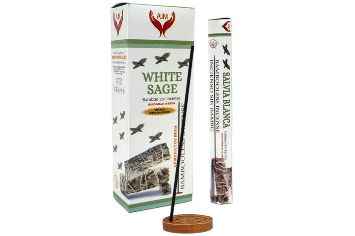 AUM White Sage Bambooless Hand Made Incense | Free Incense Holder | 90 Sticks - Incense Gallery