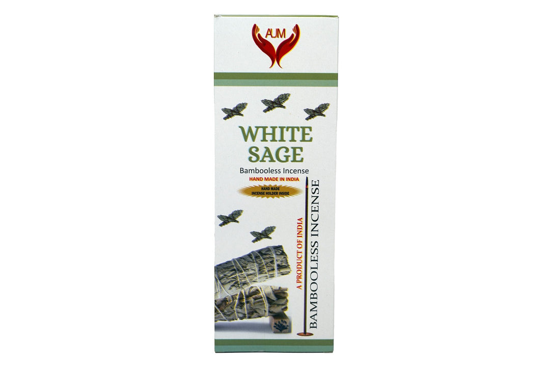 AUM White Sage Bambooless Hand Made Incense | Free Incense Holder | 90 Sticks - Incense Gallery