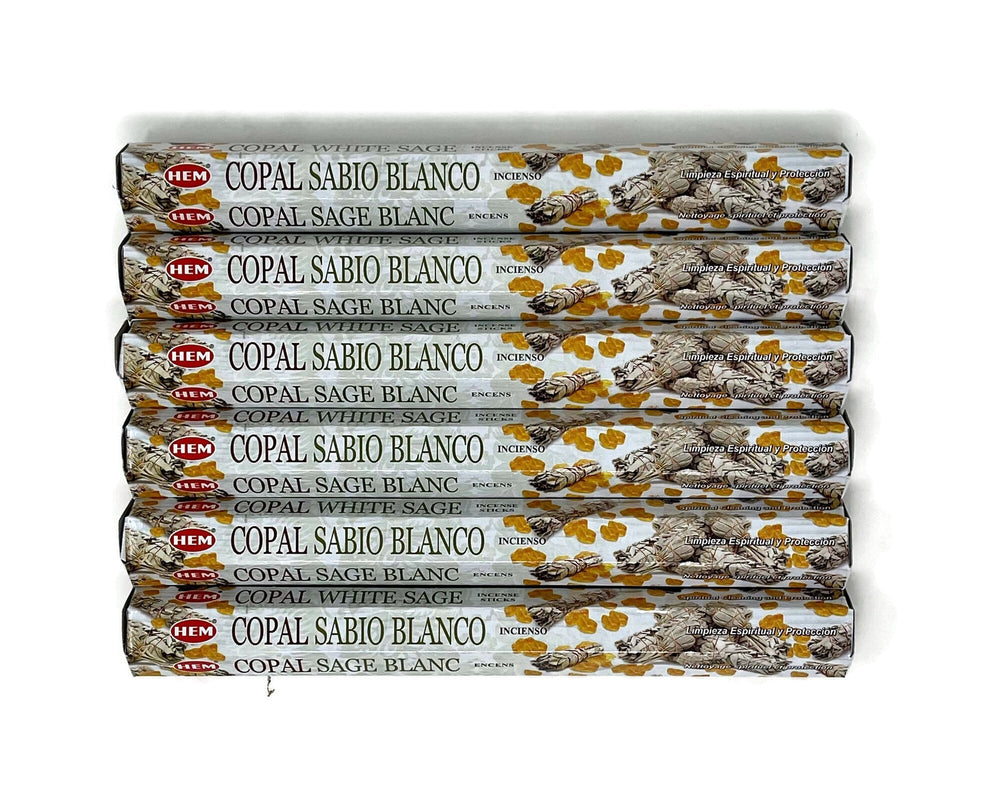 HEM - Copal + White Sage Incense Sticks - 6 tubes out of the box- Incense Gallery