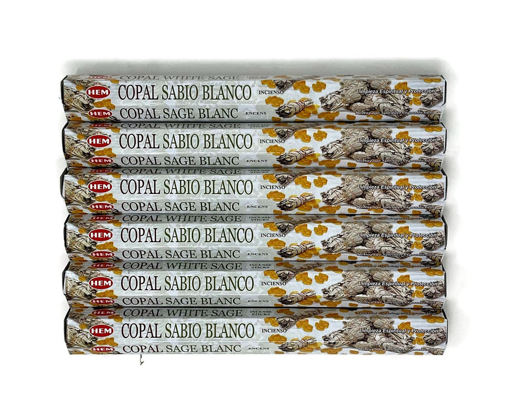 HEM - Copal + White Sage Incense Sticks - 6 tubes out of the box- Incense Gallery