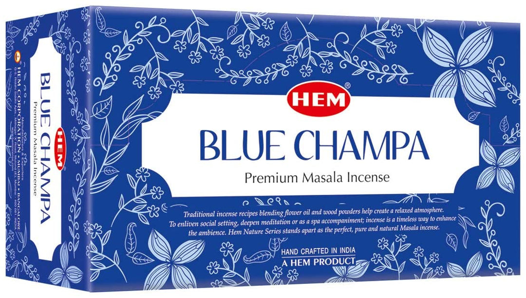 HEM Blue Champa Masala Incense Sticks | Pack of 12 | 15 grams each - Incense Gallery