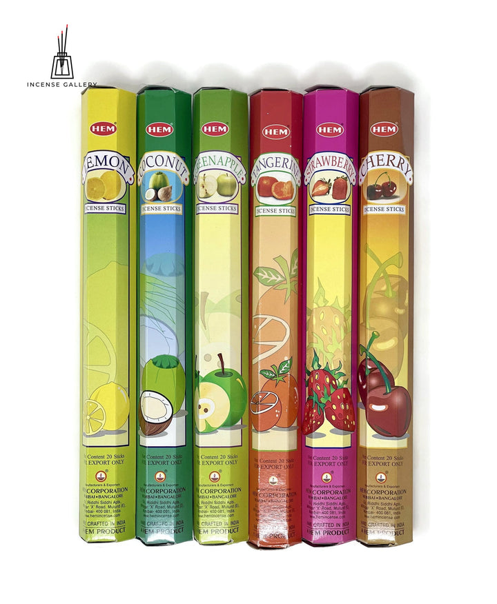 HEM Incense Bouquet of Assorted Fruit Fragrances - 6 tubes - 120 Sticks - Incense Gallery