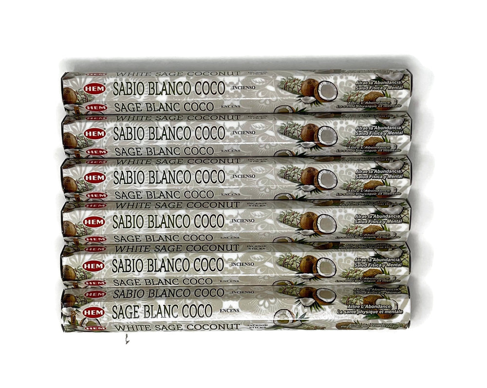 HEM White Sage + Coconut Incense Sticks | 120 Sticks - 6 tubes out of the box -Incense Gallery