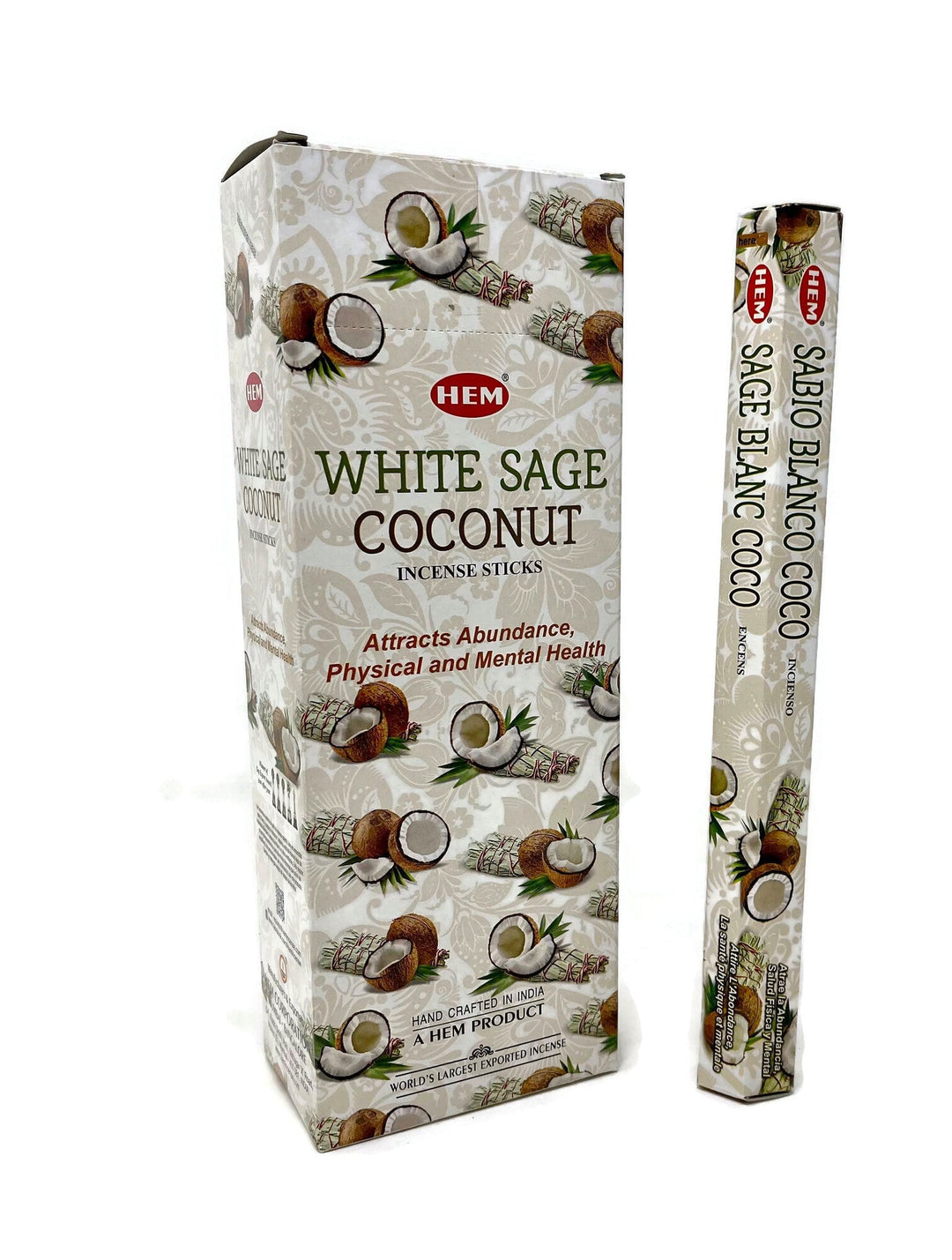 HEM White Sage + Coconut Incense Sticks | 120 Sticks - pack of 6 tubes -Incense Gallery