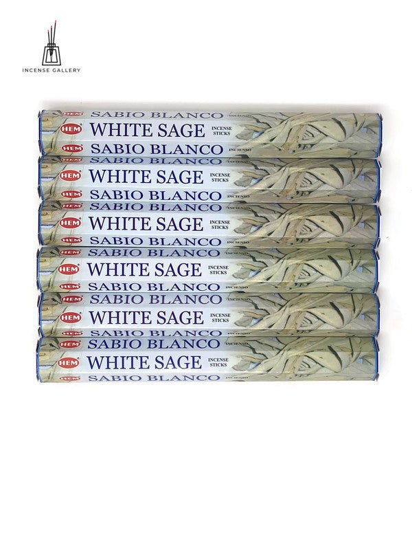 HEM White Sage Incense Sticks | 120 Sticks - 6 tubes open -Incense Gallery