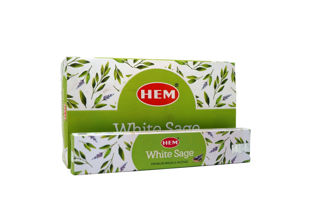 HEM White Sage Masala Incense Sticks | Box of 12 Packs - 15 Grams Each - Incense Gallery