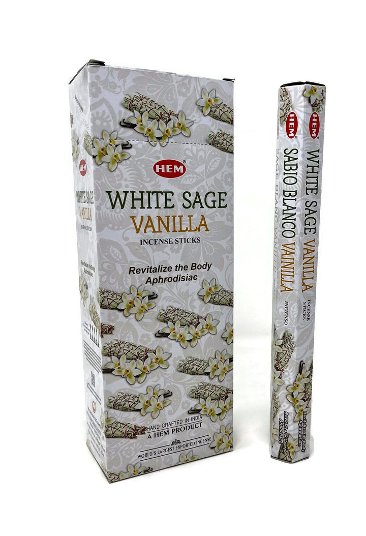 HEM White Sage + Vanilla Incense Sticks | 120 Sticks - 6 tubes in box -Incense Gallery