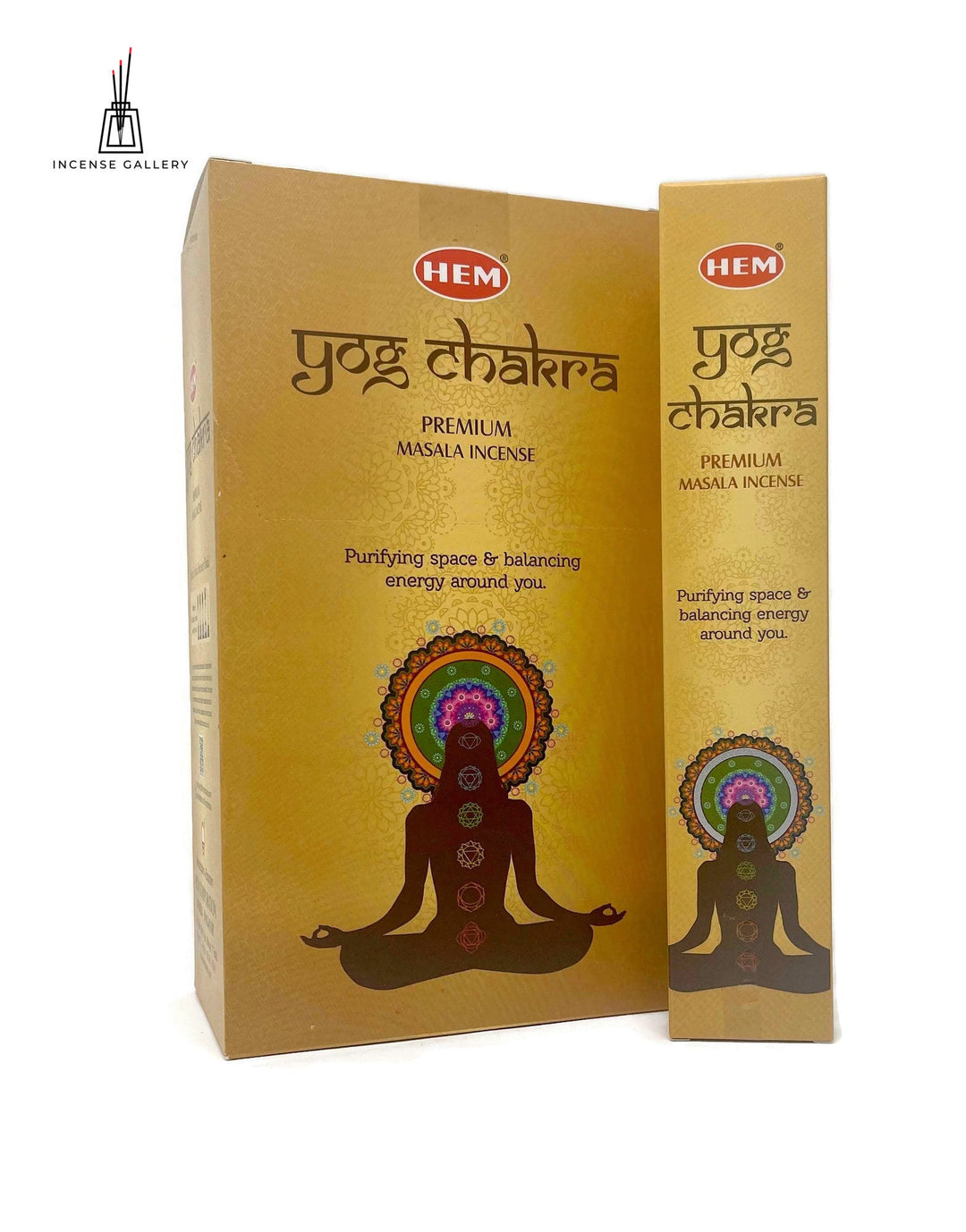 HEM Yog Chakra Masala Incense Sticks | Box of 12 Packs - 15 Grams Each - Incense Gallery