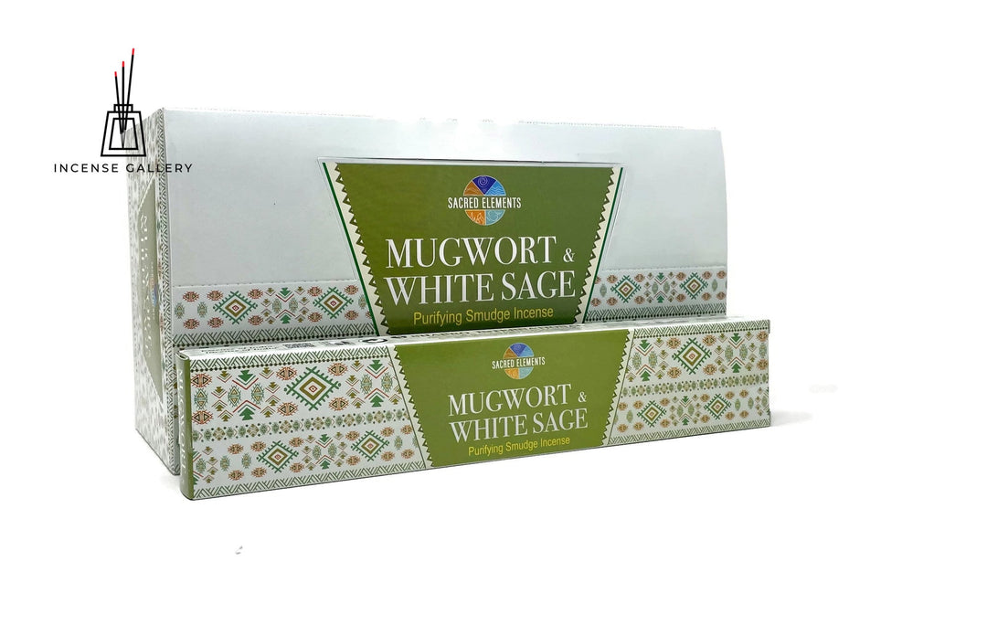 Sacred Elements Mugworth + White Sage Purifying Smudge Incense Sticks - box of 12 packs -Incense Gallery