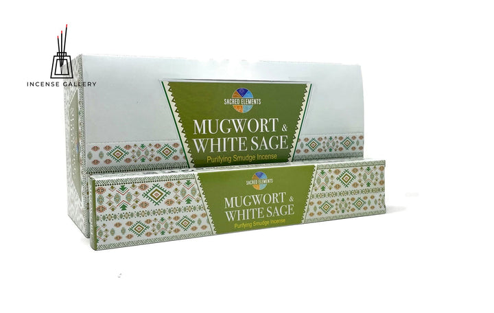 Sacred Elements Mugworth + White Sage Purifying Smudge Incense Sticks - box of 12 packs -Incense Gallery