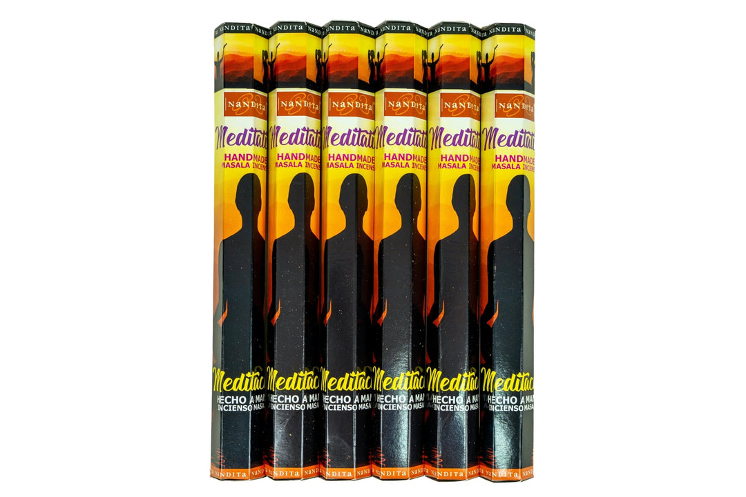 Nandita - Meditation - 6 Tubes, 120 Sticks Total With Free Ash Catcher -  Incense Gallery