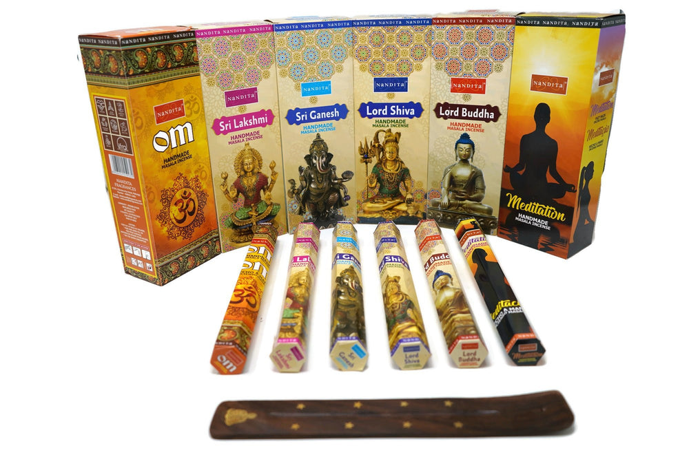 Nandita Assorted Best Sellers Handmade Masala Incense Sticks + Free Ash Catcher | #4 - Incense Gallery