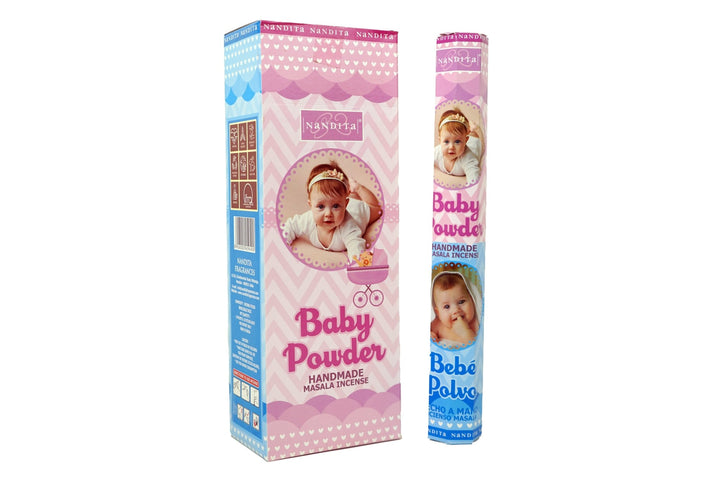 Nandita Baby Powder Incense Sticks | Total 120 Sticks | Free Ash Catcher - Incense Gallery