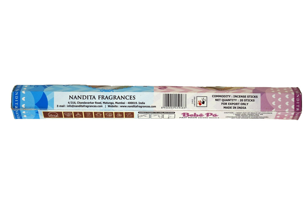 Nandita Baby Powder Incense Sticks | Total 120 Sticks | Free Ash Catcher - Incense Gallery