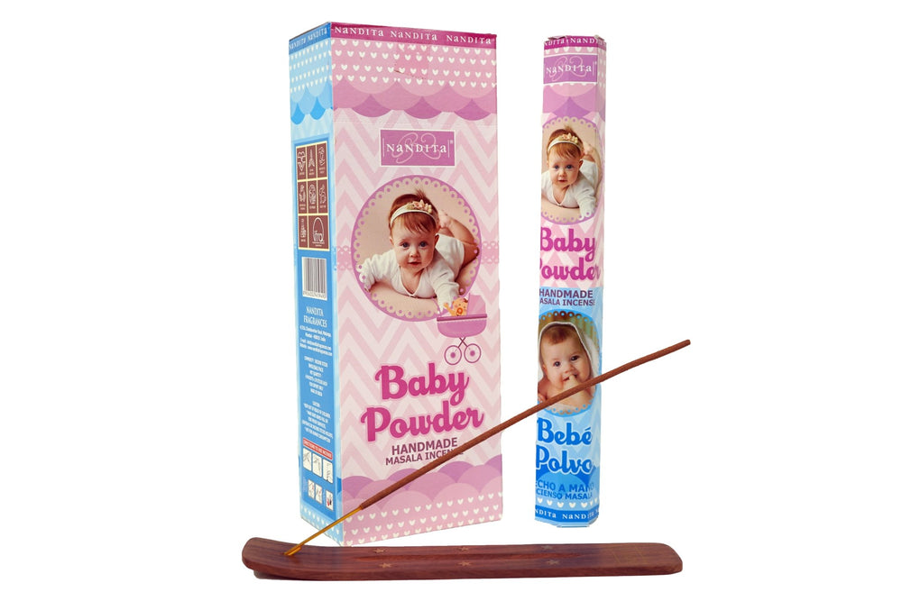 Nandita Baby Powder Incense Sticks | Total 120 Sticks | Free Ash Catcher - Incense Gallery