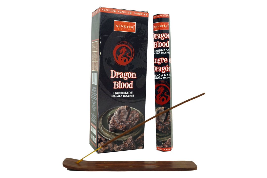 Nandita Dragon Blood Incense Sticks | Total 120 Sticks | Free Ash Catcher - Incense Gallery