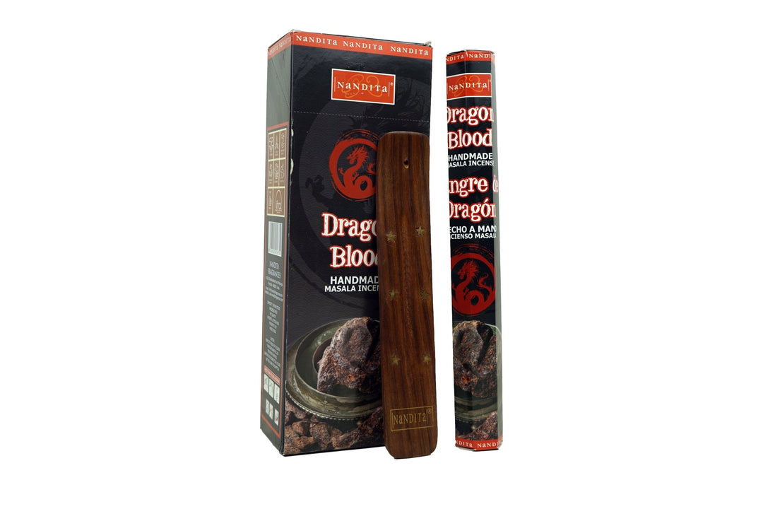 Nandita Dragon Blood Incense Sticks | Total 120 Sticks | Free Ash Catcher - Incense Gallery