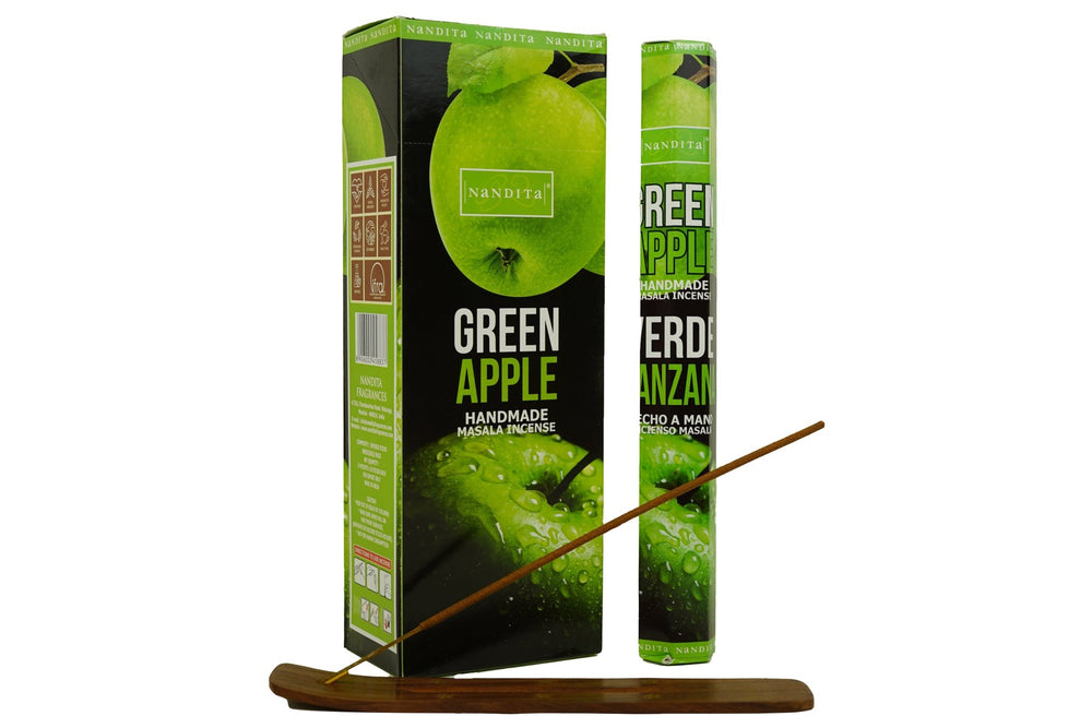 Nandita Green Apple Incense Sticks | Total 120 Sticks | Free Ash Catcher - Incense Gallery