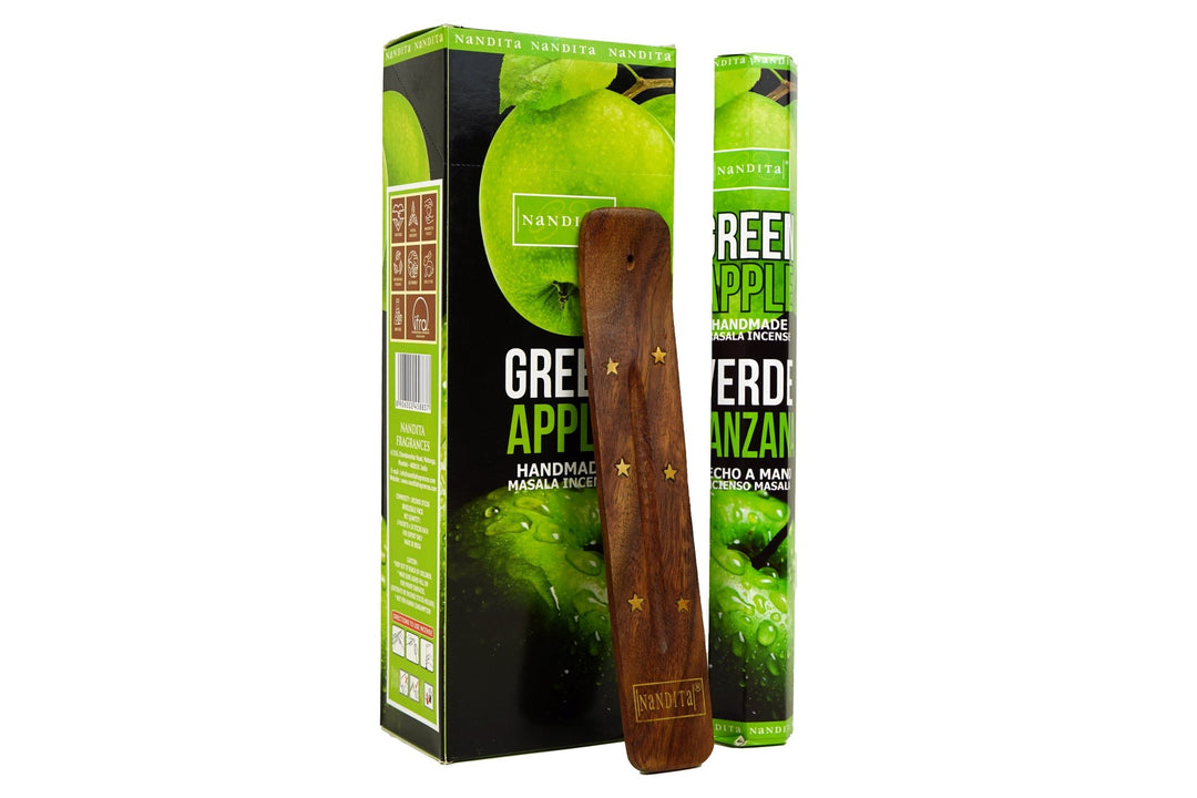 Nandita Green Apple Incense Sticks | Total 120 Sticks | Free Ash Catcher - Incense Gallery