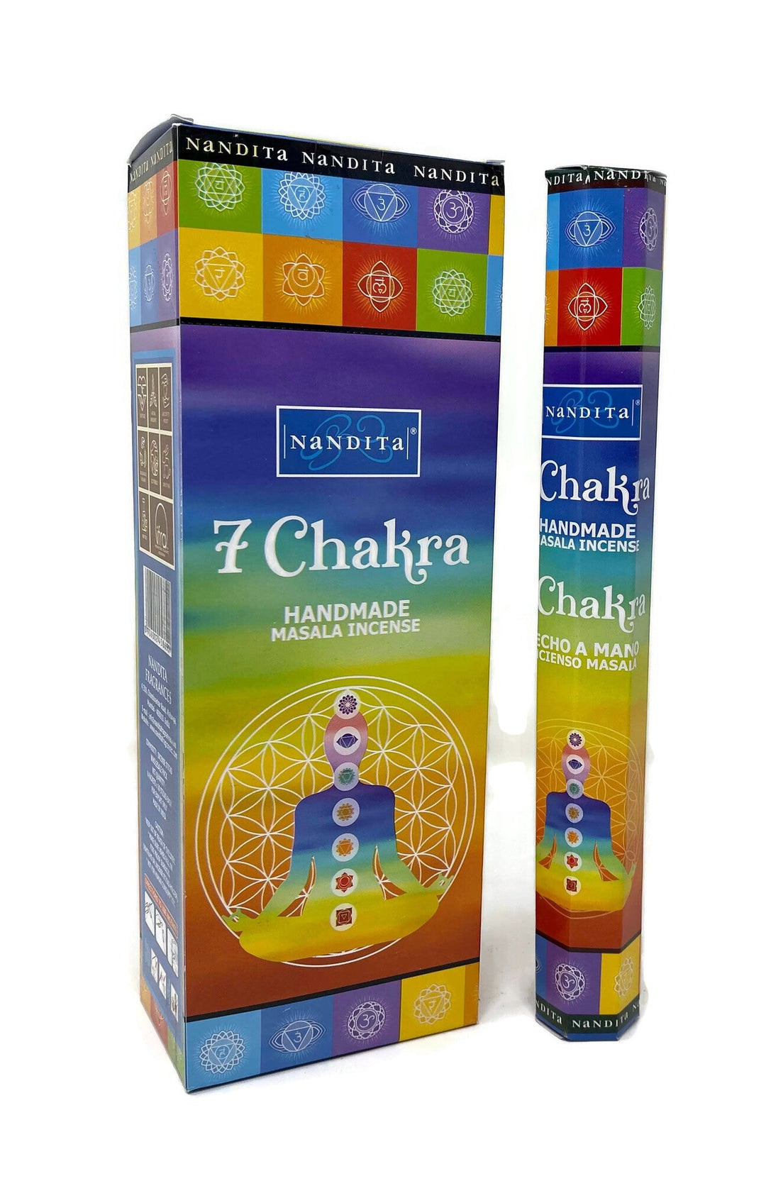 Nandita Hand Made Masala Incense Sticks - 7 Chakras - 6 HEXA Tubes - Total 120 Sticks - Incense Gallery