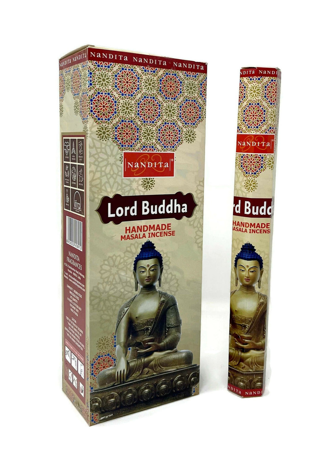 Nandita Hand Made Masala Incense Sticks - Lord Buddha - 6 HEXA Tubes - Total 120 Sticks - Incense Gallery